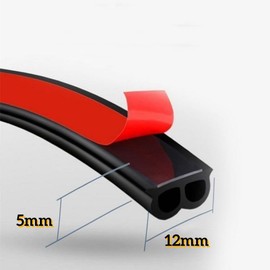 Tuokay, 20 m EPDM Rubber Car Door Seal, 12 mm x 5 mm B-Shaped Sealing Strip, Sound Insulation Car Interior, Sound Insulation Mats Car for Bonnet, Engine Compartment, Car Doors, Boot Door