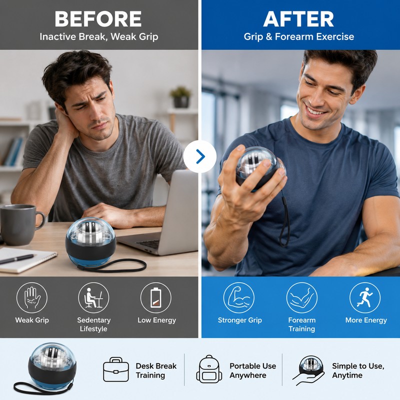 Gyroscopic Forearm Exerciser for Wrist & Grip Training - Self-Starting