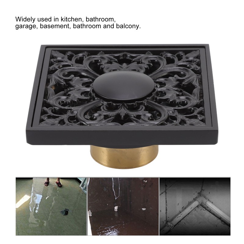 Floor Drain Quadrate Antique European Style Copper Stainless Steel Odor