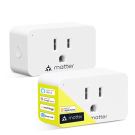 Minoston Matter Smart Plug Outlet, Work with Alexa, Google Home, Apple Home, SmartThings, Siri, Mini WiFi Plugs, Protect Privacy, 15A, 2.4G Wi-Fi Only, White, Remote and Voice Control, 2 Pack (MP25M)