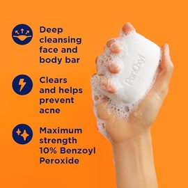 PanOxyl Acne Treatment Bar with 10% Benzoyl Peroxide, Maximum Strength Bar Soap for Face, Chest and Back, Benzoyl Peroxide Soap Body Wash, Vegan, For Acne Prone Skin, 4 oz