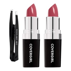 westlake art Bundle of Double Sided Eyebrow Eyelash Tweezers -, and Continuous Color Lipstick, 425 Vintage Wine, 013 Oz Packaging M, Pack of 2