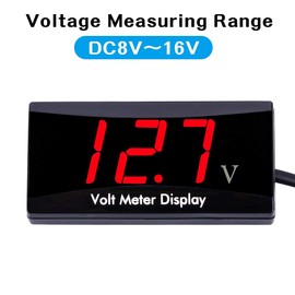 DollaTek Digital Car Voltmeter Gauge for DC 12V Boat Car Motorcycle - Waterproof LED Voltmeter with Red font Display