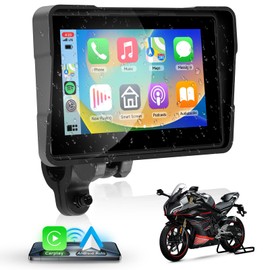 Wireless CarPlay for Motorcycle 5 Inch IPS Touchscreen Portable Wireless Android Auto, Dual Bluetooth Waterproof Touch Screen Portable Car Play, GPS Navi via CarPlay for Motorbike, Siri Voice Control
