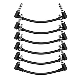 Sovvid 6 Pack 6 Inch Guitar Patch Cables - Black Pedal Effect Cord, 1/4" TS Right Angle