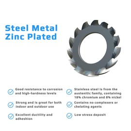 M10 Serrated Lock Washers (Pack of 25) Zinc Plated Alloy Steel Washers External Toothed Gasket Serrated Lock Washer DIN 6798 (10.5mm 18mm)