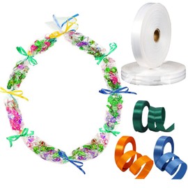 50 Pcs Candy Lei Making Kit 3.93 Feet Candy Lei with Ribbon Candy Dessert Filler Plastic Lei Bags for Graduation Lei Long Lei Ribbons Candy Dessert Filler for Graduate Party Supplies