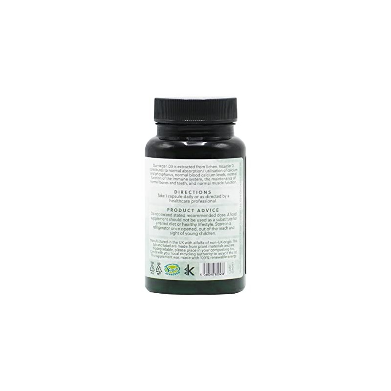Vegan Vitamin D3 1000iu | 120 Vegan Capsules | Made