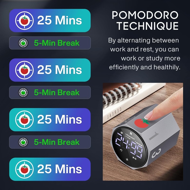 MIAOKE Pomodoro Timer-Aluminum Alloy Frosted Metal LED Large Screen Digital