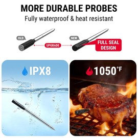 TempPro TempSpike 500ft Wireless Meat Thermometer with Upgraded Meat Probe | Bluetooth Meat Thermometer for Cooking Kitchen Oven Smoker, Rechargeable