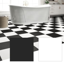 ZRJT 30-Pack 30 Sq.Ft Peel and Stick Floor Tiles Vinyl Matte Pattern Flooring, 12” x 12” Self Adhesive Vinyl Flooring DIY for Kitchen, Bathroom, Laundry, Pure Black&Pure White