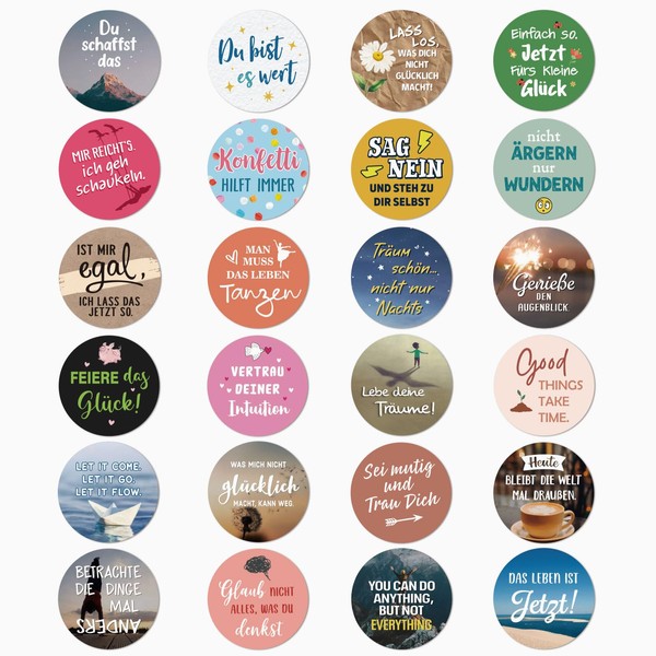 COLOFALLA Pack of 120 4 cm Sayings Stickers Colourful Stickers