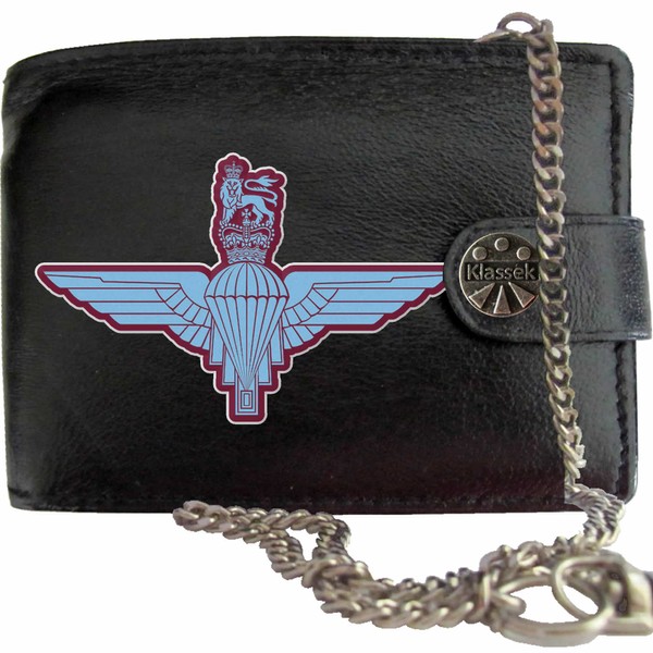 Klassek The Parachute Regiment Image Men Chain Wallet Real Leather