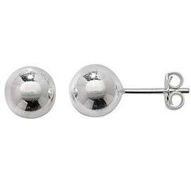 8MM PLAIN BALL/BEAD Sterling Silver Stud Earrings - Classic Ball Studs Round Earrings