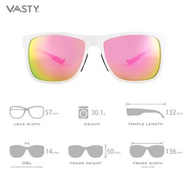 VASTY Pink Revo Sunglasses for Women Sports UV400 Protection Lenses White Frame Colorful Driving Trendy