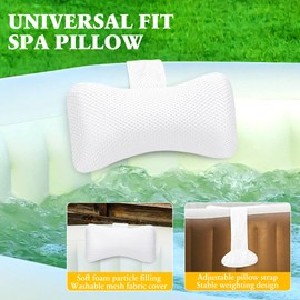 Keoltuo Hot Tub Pillow for Outdoor (2-Pack), Spa Pillow with Adjustable Strap to Adjust Height, Universal Bath Pillow for Head and Neck Support