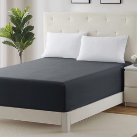 Moonlight Bedding Fitted Sheet 40 Cm Extra Deep Pocket Bed Sheets 16 inch Ultra Soft Bottom Sheet Brushed Microfiber Breathable Shrinkage and Fade Resistant (Charcoal, King)