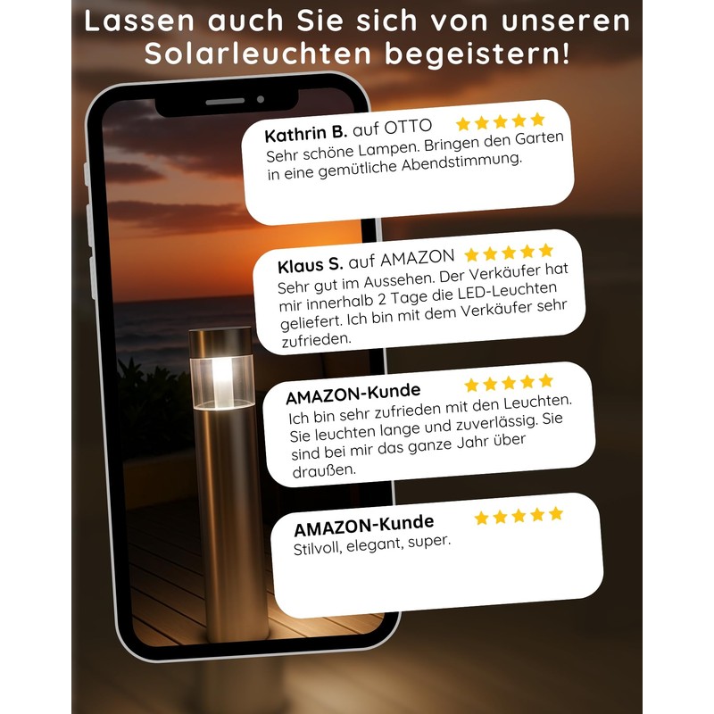 MeLiTec SO06-1 Solar Garden Light Brushed Stainless Steel Matt