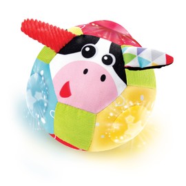 Baby Lights N' Music Friends Ball By Yookidoo. A Soft Newborn Musical Ball Toy with Flashing Stars and Three Friendly Farm Animals. Ideal For Floor Play, Stroller Or Crib.