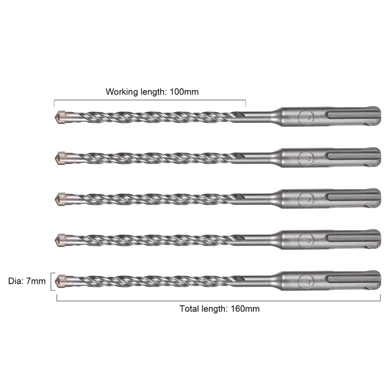 HPMAISON SDS Plus Rotary Hammer Drill Bit Set 7mm x