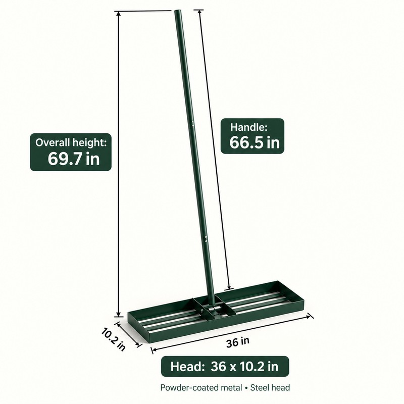 Outsunny 36 Inch Lawn Leveling Rake, Powder Coated Steel Head