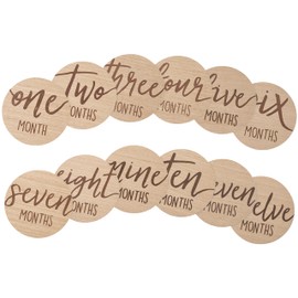 Kate & Milo Baby Monthly Milestone Marker Discs - Classic Cursive Script Wooden Discs with Reversible Photo Props for Baby Announcement and Milestones, Gender-Neutral Gift for Newborn Boy and Girl