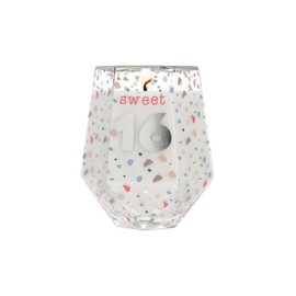 Pavilion - Sweet 16 Glass Candle, 16th Birthday Gifts for Girls, Sweet Sixteen Gifts for Girls, Diamond Shaped Candle, Happy Birthday Candles Gifts for Women, 1 Count, 11 Ounces