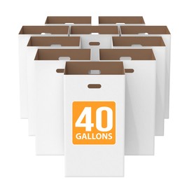 40-Gallon Corrugated Cardboard Trash & Recycling Containers - 10 Pack - Heavy-Duty, Disposable & Recyclable Waste Bins for Events, Festivals & Construction Sites - Easy Assembly & Foldable Storage