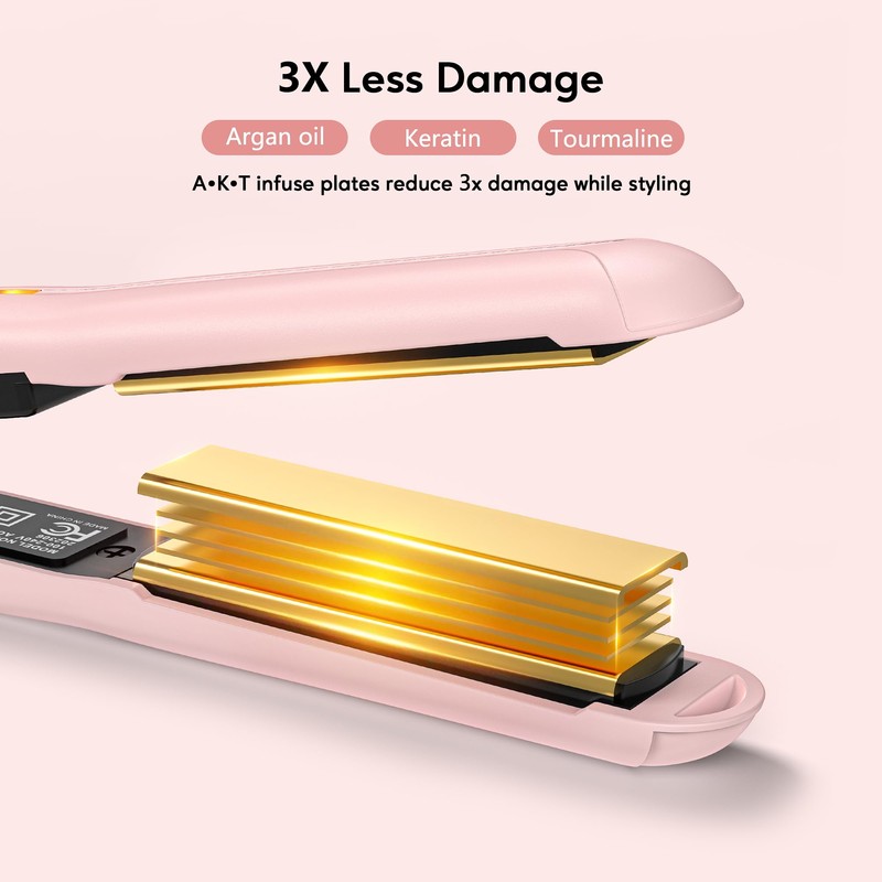 Terviiix Mini Flat Iron Hair Straightener, Adjustable Temperature, Travel-Size, 1/2"