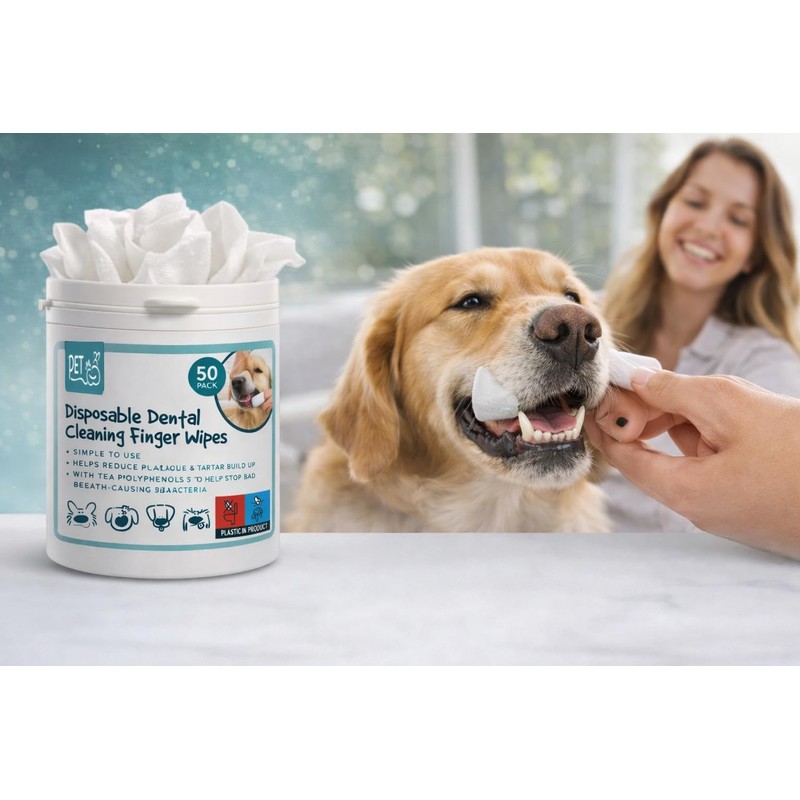 Dog Disposable Dental Cleaning Finger Wipes for Puppies & Dogs