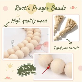 cersaty® Pack of 4 Bead Garland, Wood Colour Wooden Bead Garlands for Home Decoration, Coffee Table Decoration, Wall Decoration, Flower Pot Decoration, Fashion Hangings