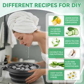 Face Bowl for Ice with Built-In Icetray, Silicone Ice Facial Folding Washbasin, Facial Plunge Bowl, Face Icebath at Home (Black)