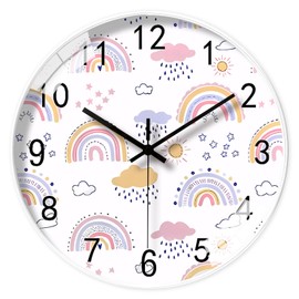 wigmoa Telling Time Clock - NonTicking Cute Wall Watch Clock - Silent Analog Clock for Room- BA-3 (D Type, 10 Inch)