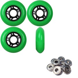 Player's Choice Outdoor Inline Skate Wheels 89a 4-Pack - Choose Size, Color, and Bearings (Green, 80mm 4-pk, ABEC 5 Bearings)
