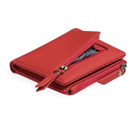 GOIACII Small Women's Wallet Compact Bifold Credit Card Holder Mini Ladies Purse with 2 Zipper Coin Pockets