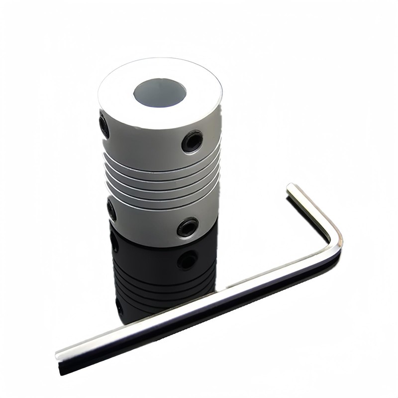 Aluminium Alloy Flexible Coupling, Silver 7mm to 7mm Shaft Coupling