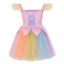 DJDLPARTY Pretty Rainbow Fairy Dress for Girls (3-5years)
