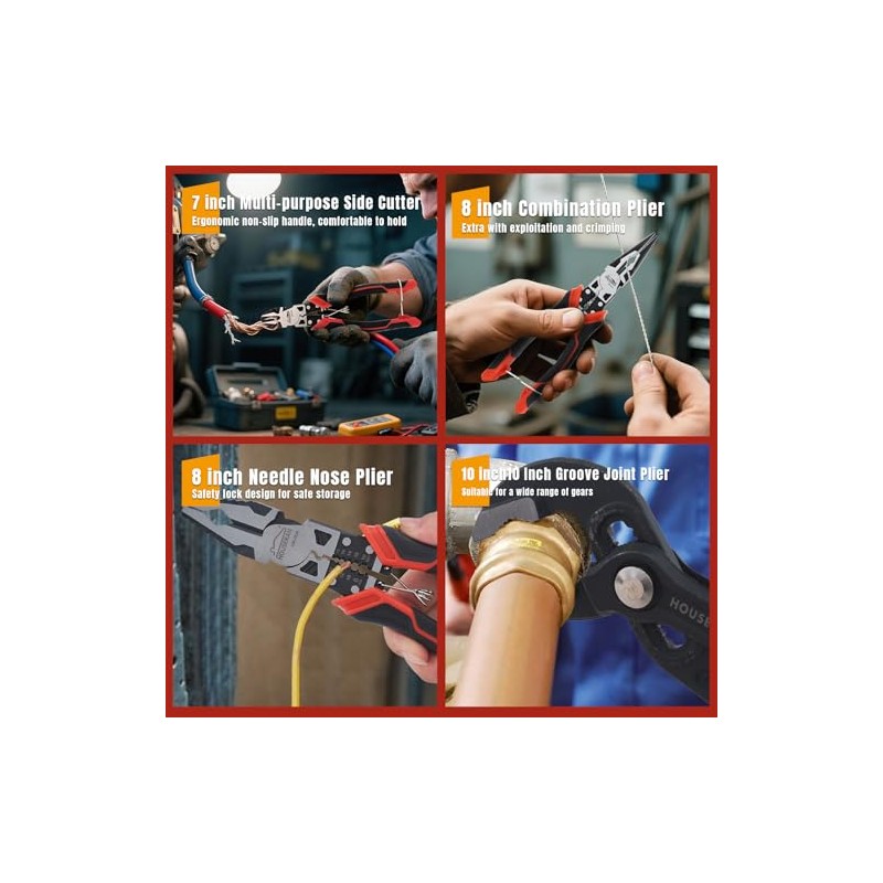 8 PCS Pliers Set with Case for DIY & Home