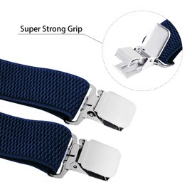 Buyless Fashion Heavy Duty Wide Adjustable and Elastic Men's Braces - Navy
