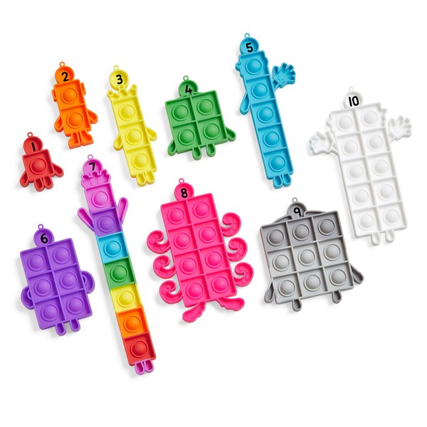 hand2mind Numberblocks Sensory Bubble Poppers, Push Pop Fidget Toys, Keychains