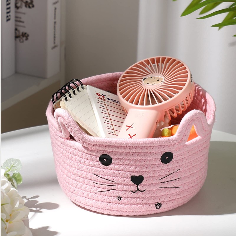 Zopeal - Cestino portaoggetti a forma di gatto con orecchie,