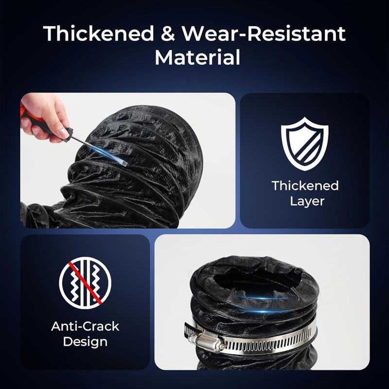 DHGBD Diesel Heater Ducting 3inch 8FT, Nylon Flexible Duct Hose,