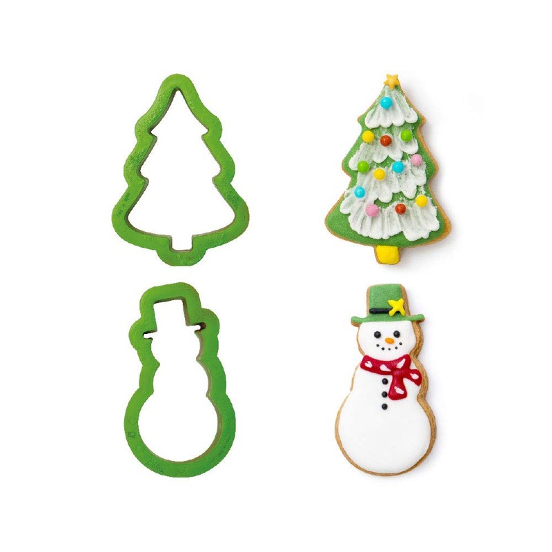 Decora 0255069 Set of 2 Christmas Tree and Snowman Cutters,