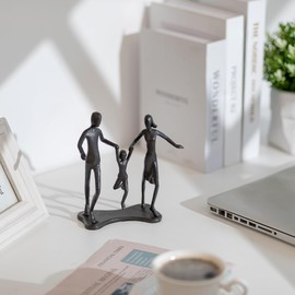 Sziqiqi Iron Gifts for 6th Anniversary: 6th Year Gifts for Men Women Anniversary Wedding Gift for Husband Wife Parents - 6 Year Sculpture Gift Family of 3 Figurine