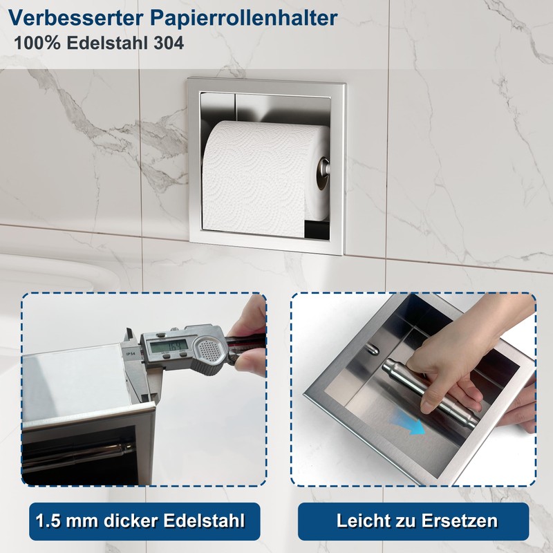 304 Stainless Steel Recessed in Wall Toilet Paper Holder
