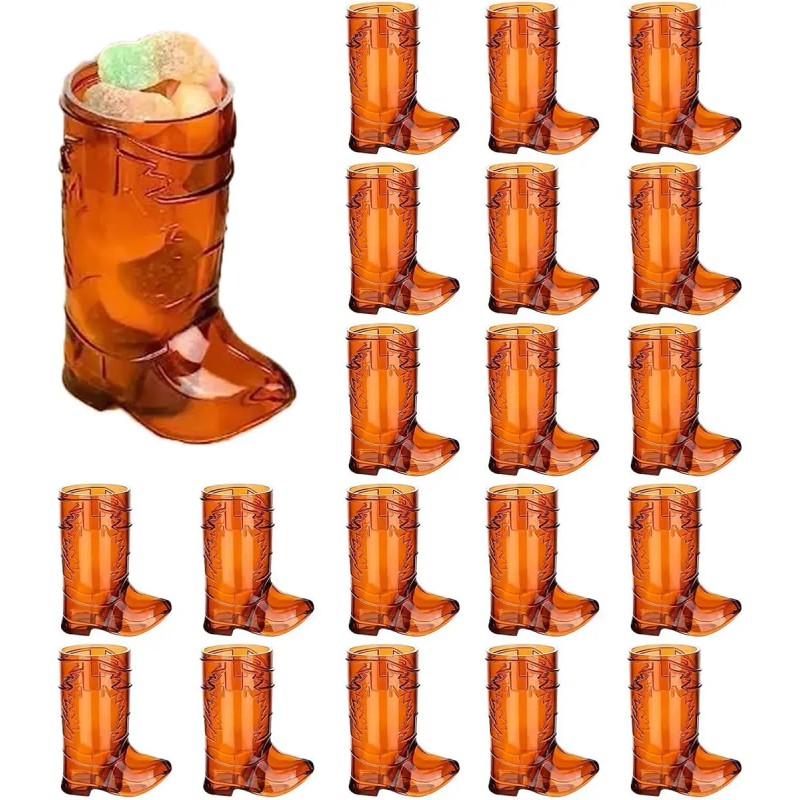 20 Vasitos Botas Vaquero Shots Caballitos Plástico 1 Oz Choc