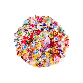 Leliafleury 6mm Mixed Colors Flower Sequins Glitter Plastic Paillettes Flower Loose Sequins for DIY Crafts Sewing, 20g/0.7oz
