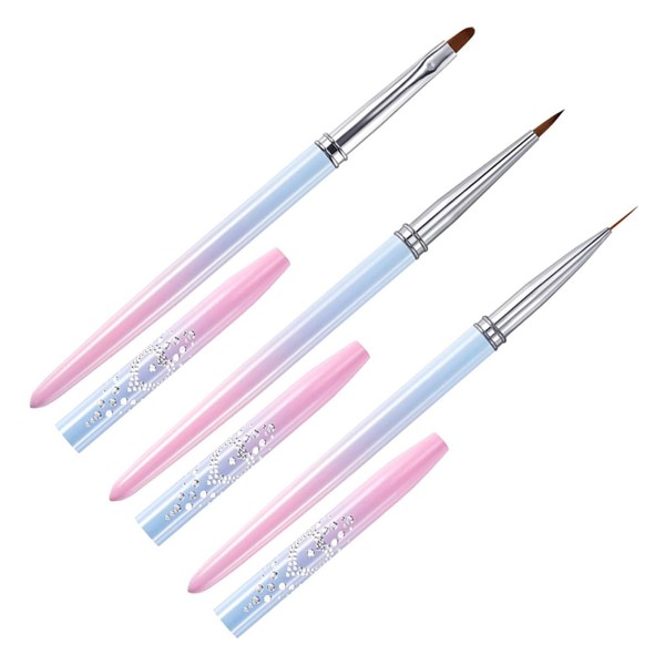 Baluue 3pcs Nail Art Brush Nail Drawing Pens for Manicure