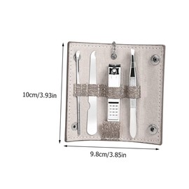 Healvian 4pcs Pink Nail Clipper Set with Nail File Eyebrow Tweezers and Ear Wax Picker Portable Grooming Kit for Care Facial Care and Foot Stylish Storage Case