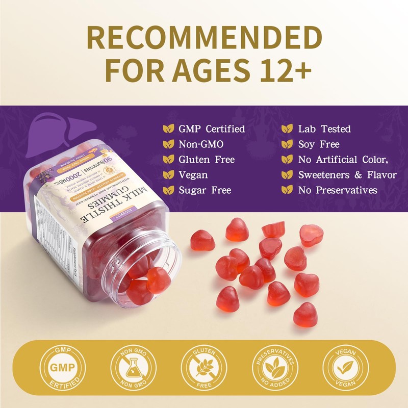 Milk Thistle Gummies with 2000MG Extract, Liver Health Support Gummies,